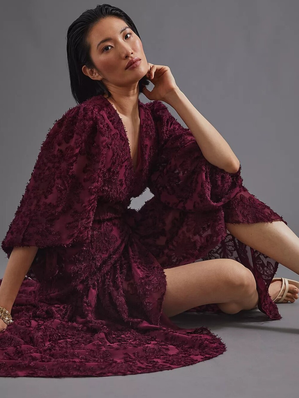 Hutch Wrap Dress Rosa Wine Floral Maxi Size 1X NEW